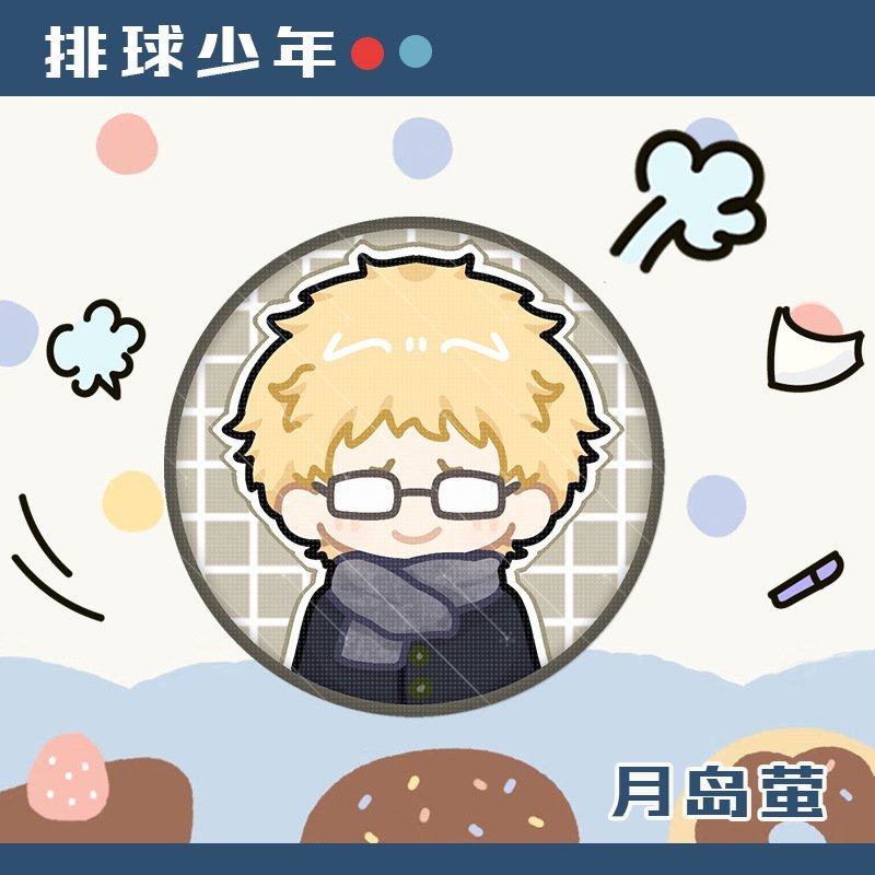 Huy hiệu HAIKYUU!! ver KHĂN CHOÀNG Vua bóng chuyền in hình anime chibi quà tặng xinh xắn độc đáo ghim cài áo cặp sách