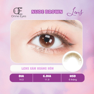 Kính áp tròng Joy Nude Brown ONNEEYES lens cận sử dụng 6M ánh trăng nửa màu mắt tông nâu hoàng hôn giãn tròng 11.9mm