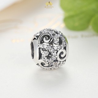 Charm bạc s925 tròn nạm đá lấp lánh - mirason mch021 - charm bạc s925 cao cấp