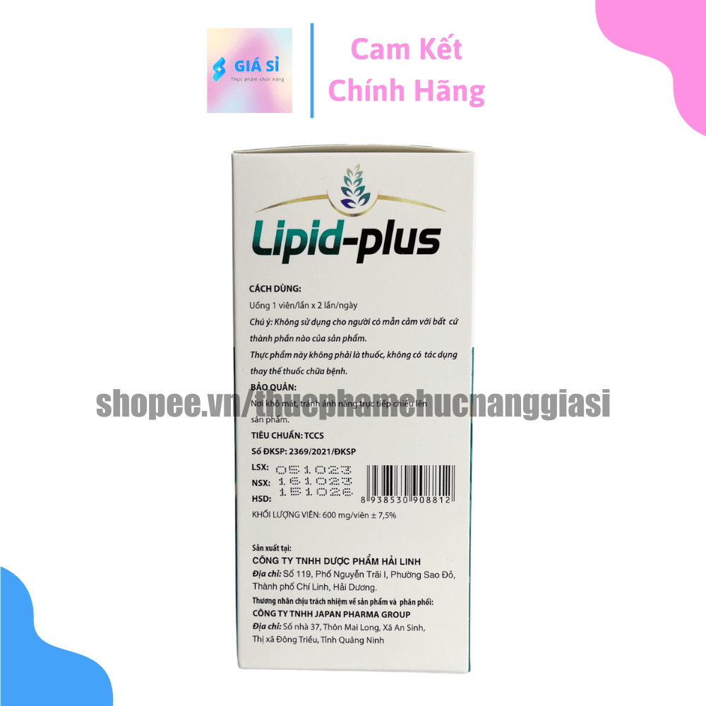 Viên uống giảm mỡ máu Lipid Plus chiết xuất thông đỏ, hỗ trợ giảm cholesterol máu, giảm nguy cơ tăng huyết áp- Hộp 30v