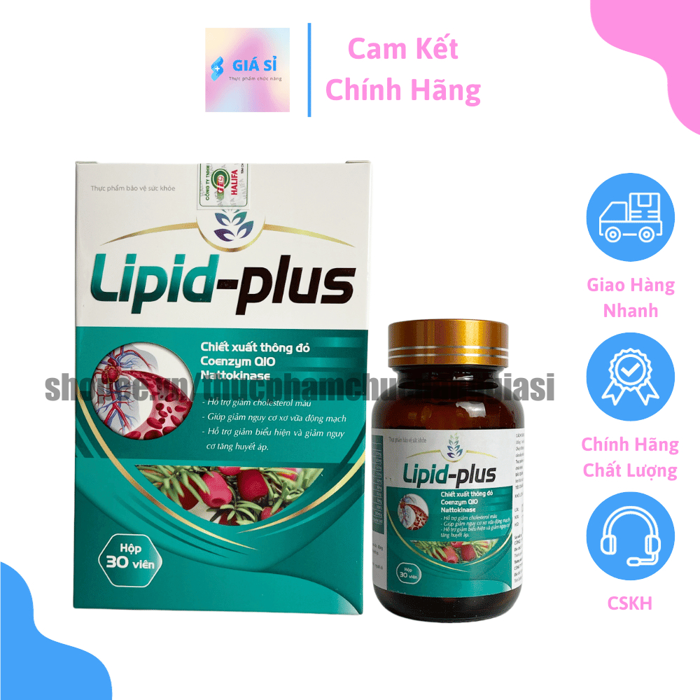 Viên uống giảm mỡ máu Lipid Plus chiết xuất thông đỏ, hỗ trợ giảm cholesterol máu, giảm nguy cơ tăng huyết áp- Hộp 30v