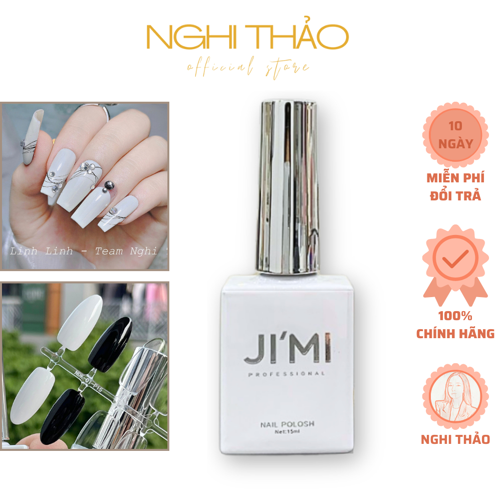 Sơn gel móng tay đen trắng nước gạo JIMI 15ml Nghi Thảo