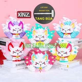 Xếp hình hồ ly 9 đuôi 21cm (TẶNG BÚA) hồ li 21cm Đồ chơi lắp ráp nano 3d mô hình bearbicks