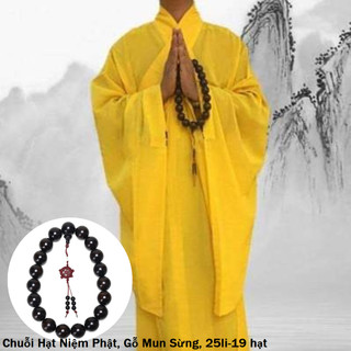 Chuỗi Hạt Niệm Phật, Gỗ Mun Sừng loại 1, Đen Bóng, quý hiếm, tặng kèm túi nhung đỏ