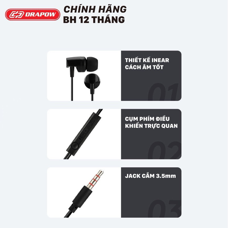 Tai nghe Drapow Twister C10 chính hãng thiết kế chống rối dây xoắn kéo dài