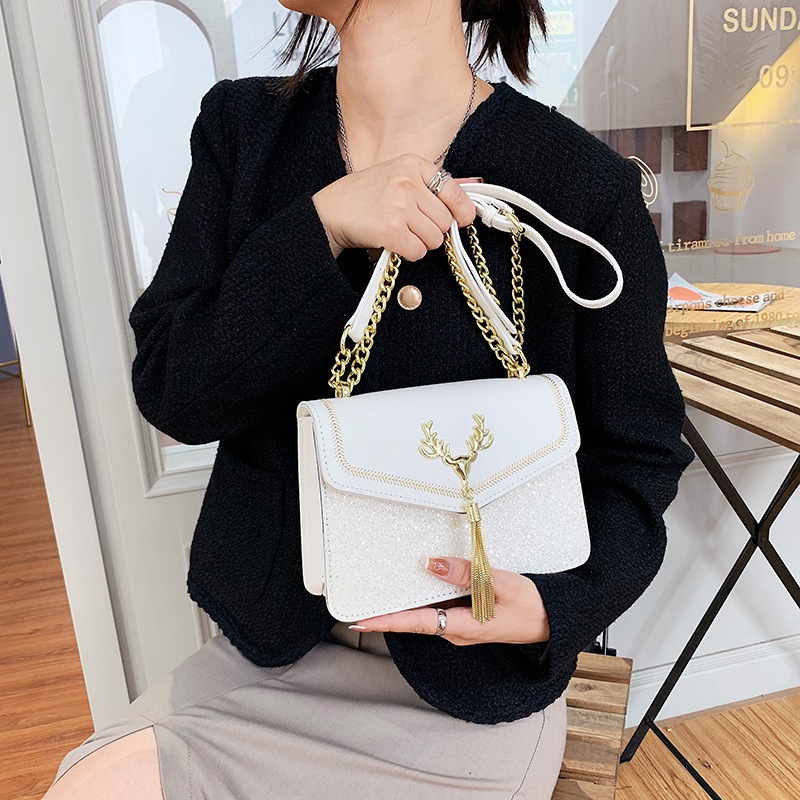 Giỏ , Túi Xách Nữ Da Phủ Kim Tuyến Hình Hươu , Đeo chéo , Đeo Vai , Thời Trang công sở , Hàn Quốc , cao cấp