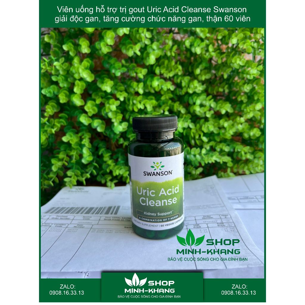 Viên uống Swanson Uric Acid Cleanse 60 viên hỗ trợ thải Uric Acid ngăn ngừa đau nhức do Gout hsd 7/2025