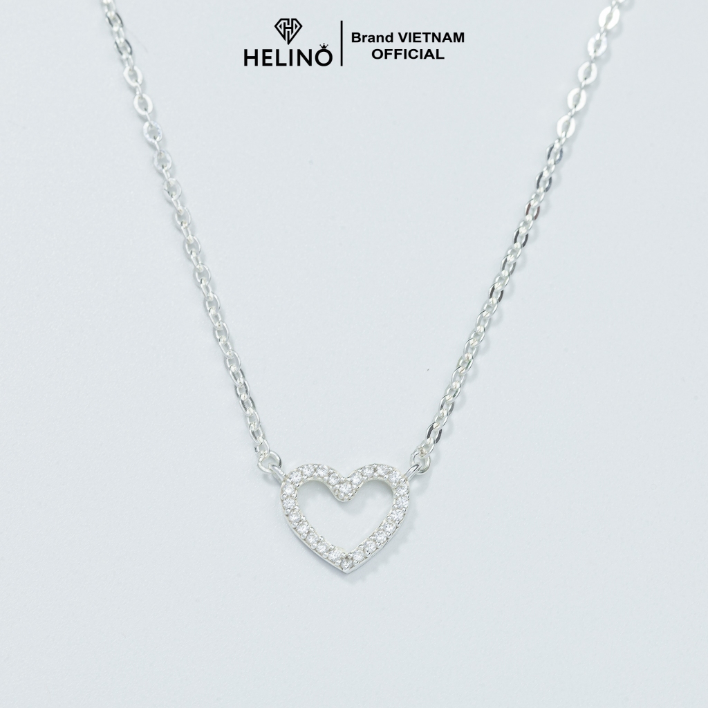 Dây chuyền bạc nữ HELINO đính đá cao cấp trang sức vòng trái tim line đính đá C19