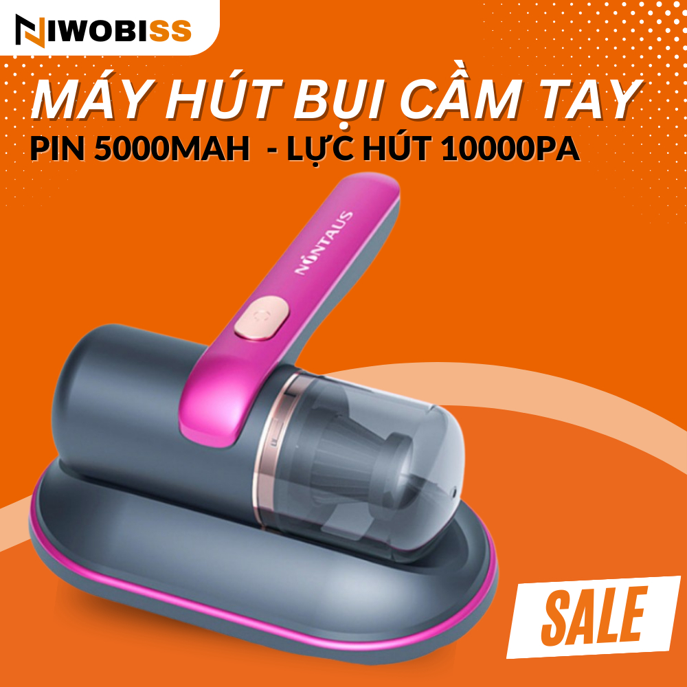 Máy hút bụi mini cầm tay không dây, Máy hút bụi giường nệm diệt khuẩn tia UV thế hệ mới với lực hút 10000Pa