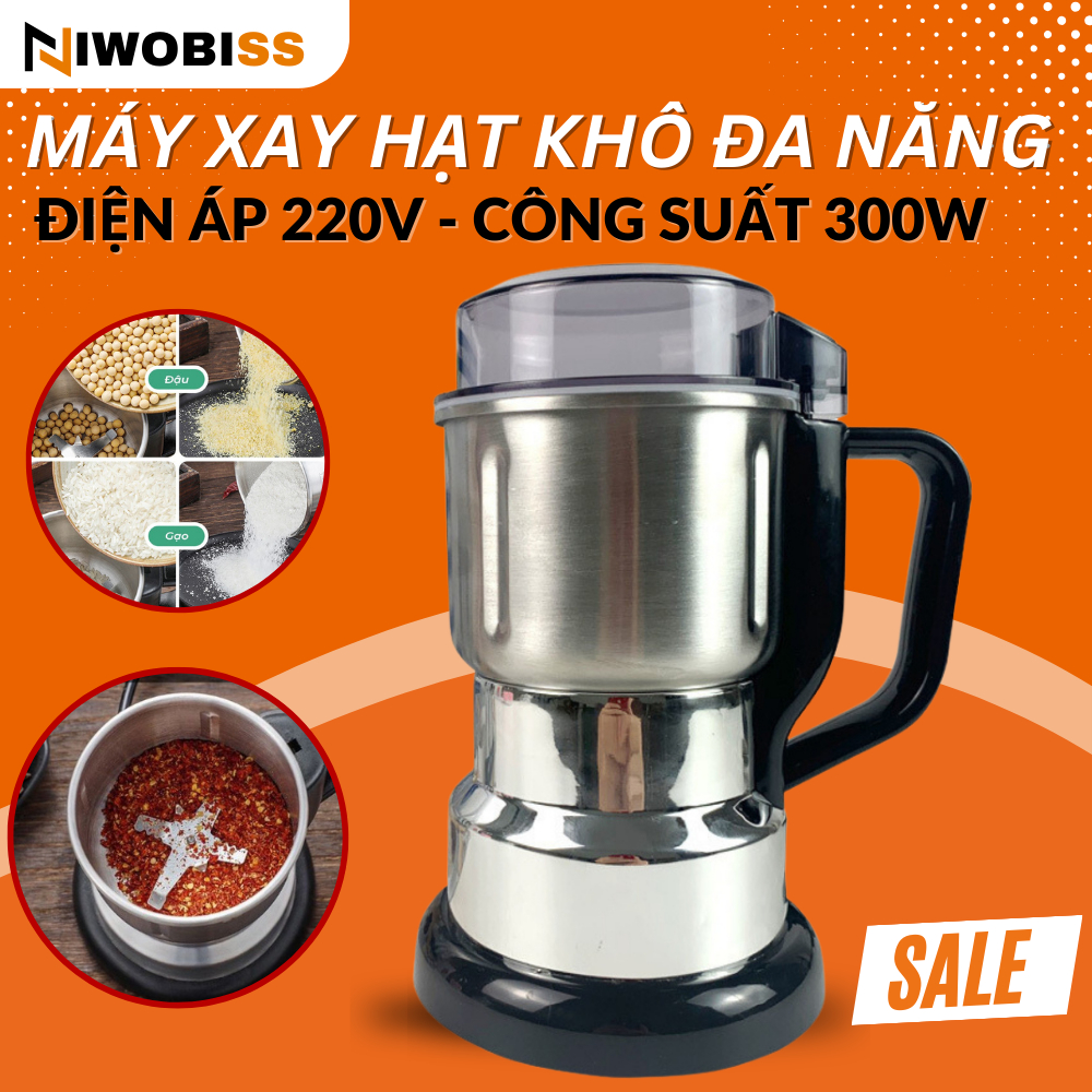 Máy Xay Hạt Khô Công Suất 300W Cối Xay Bằng Thép Không Gỉ Xay Các Loại Hạt Và Gia Vị Khô