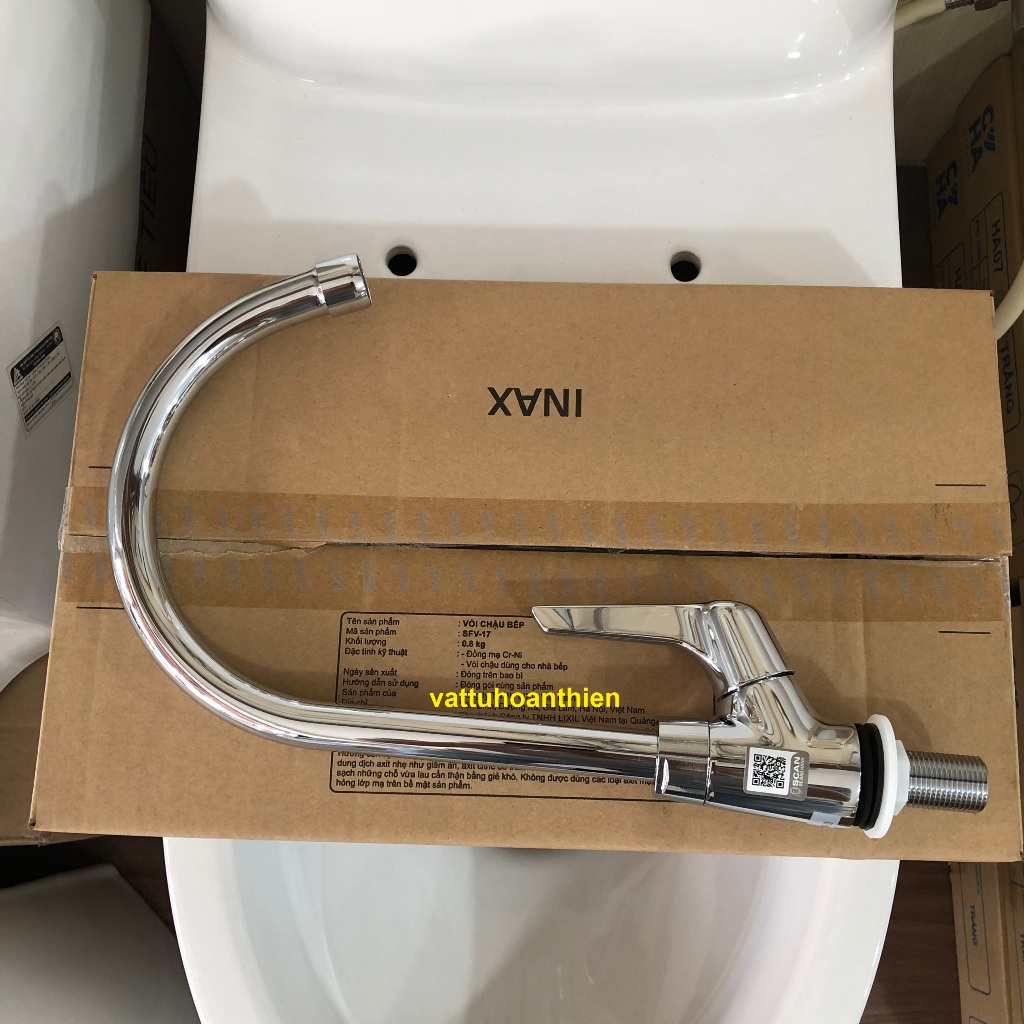 Vòi rửa chén bát lạnh chính hãng INAX SFV-17, Đồng mạ crom cao cấp, Bảo hành 2 năm