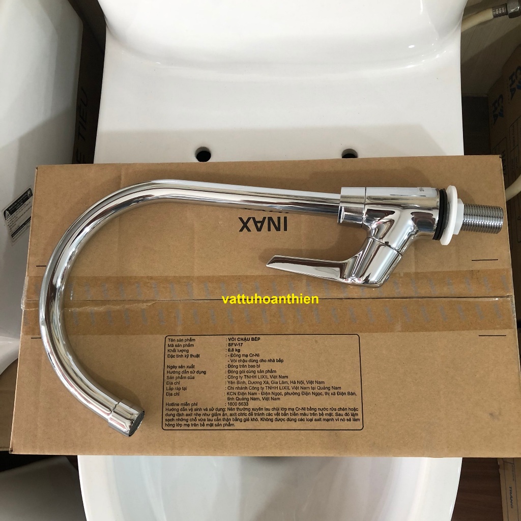Vòi rửa chén bát lạnh chính hãng INAX SFV-17, Đồng mạ crom cao cấp, Bảo hành 2 năm