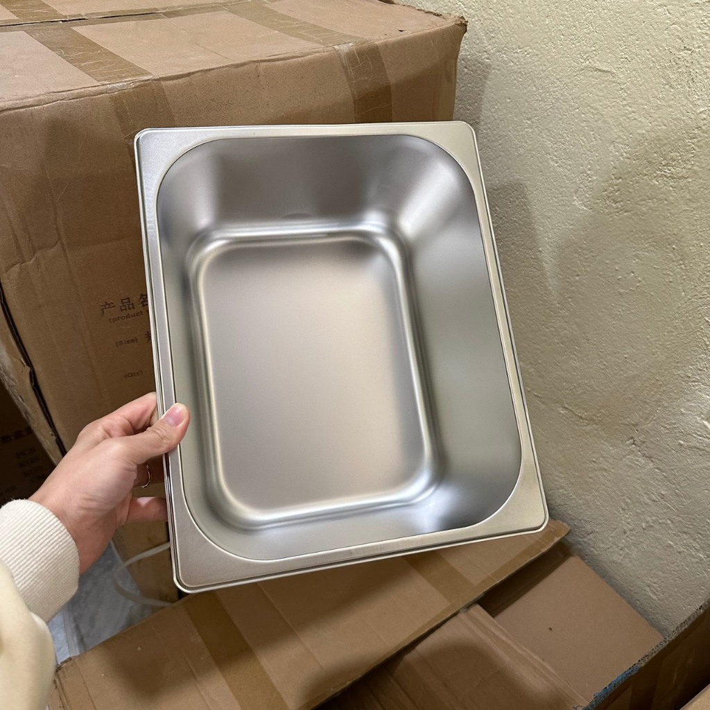 Khay inox GN 1/2 sâu 15cm dùng chứa dầu dùng cho bếp chiên đơn 6L - Bếp Bánh Thyna
