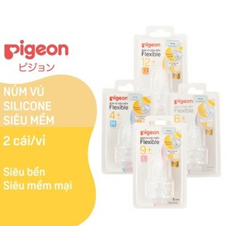 Núm ti pigeon, silicone siêu mềm 2c/vỉ, dành cho bình cổ hẹp
