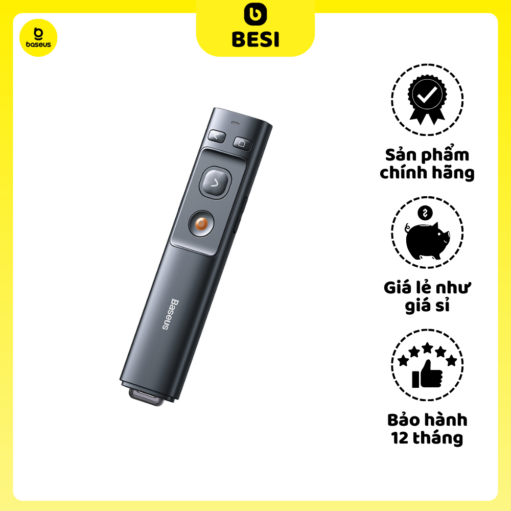 Bút Laser trình chiếu Baseus Orange Dot Wireless Presenter cho Laptop/ Macbook