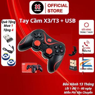 Tay Cầm Chơi Game V13 X3/T3 Bluetooth Cho Điện Thoại PC, Laptop, Android, IOS Có Giá Kẹp Điện Thoại