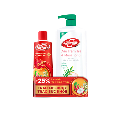 Sữa tắm detox bụi mịn Lifebuoy Dầu Tràm trà và Muối hồng 800G