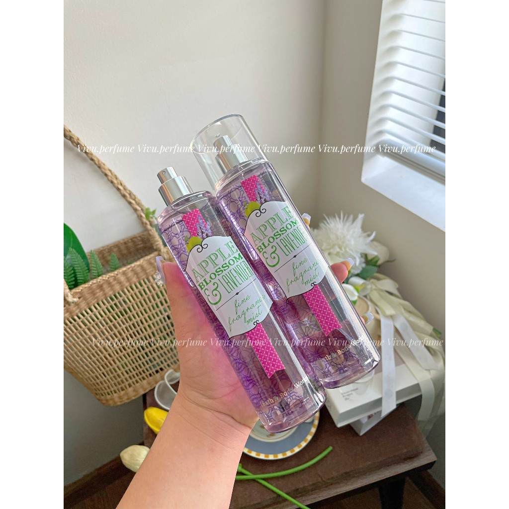 (Hương táo+oải hương) Body mist BBW Vivu.perfume hương Apple Blossom & Lavender nhẹ nhàng tươi mát
