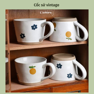 Cốc sứ có quai, ly sứ cao cấp vintage, cốc sứ decor, ly sứ chụp ảnh