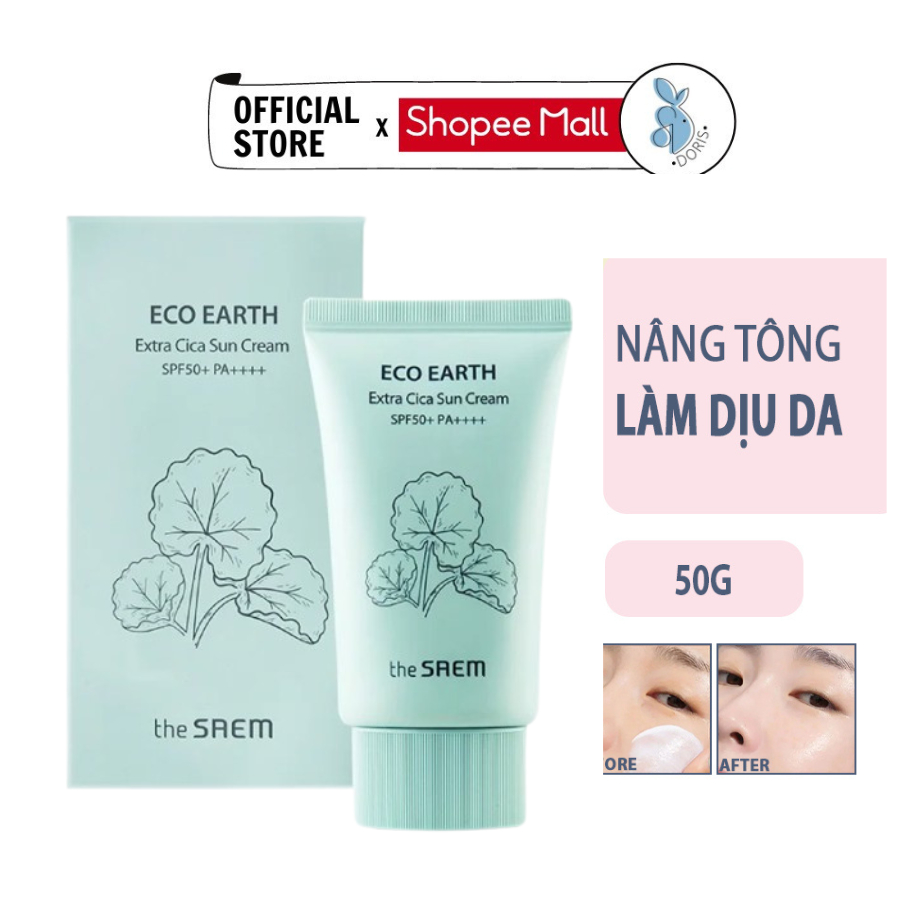 Kem Chống Nắng Rau Má The Saem Eco Earth Extra Cica Sun Cream 50g