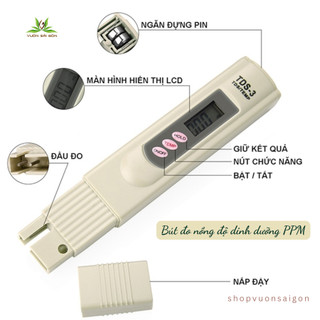 Bút đo thủy canh PPM – đo nồng độ dinh dưỡng, ppm trồng rau thủy canh, đo độ sạch nước hồ cá (Vườn Sài Gòn)