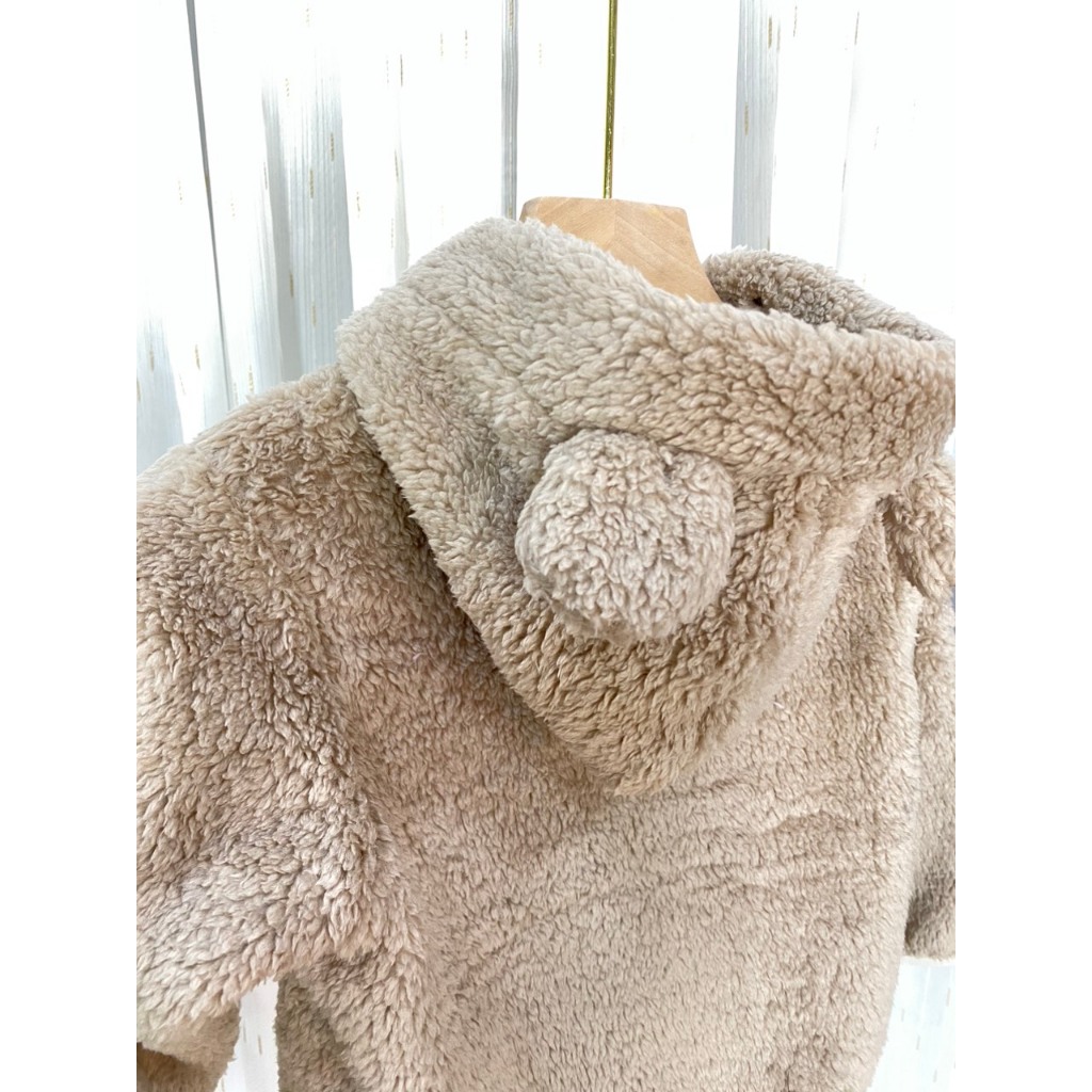 Áo khoác lông cừu Katina cho bé có mũ mặc mùa thu đông ấm áp