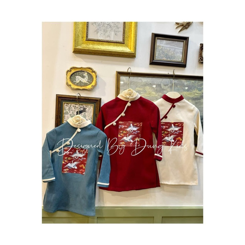 Áo dài hạc 3 màu cho bé trai