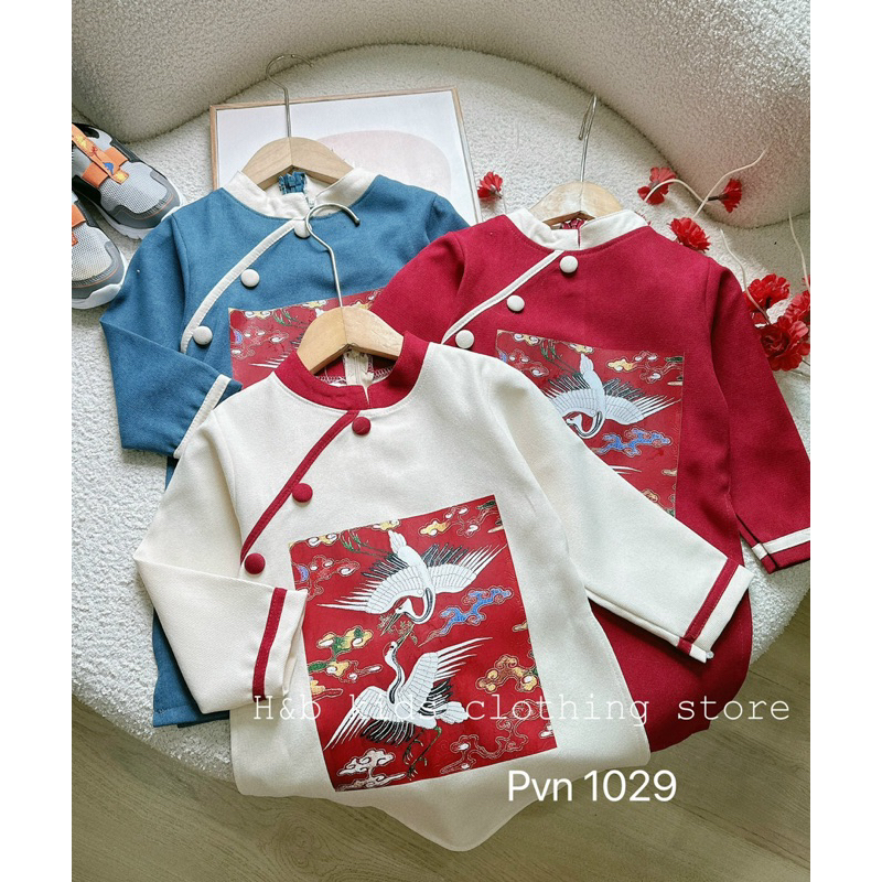 Áo dài hạc 3 màu cho bé trai