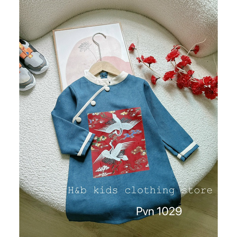 Áo dài hạc 3 màu cho bé trai