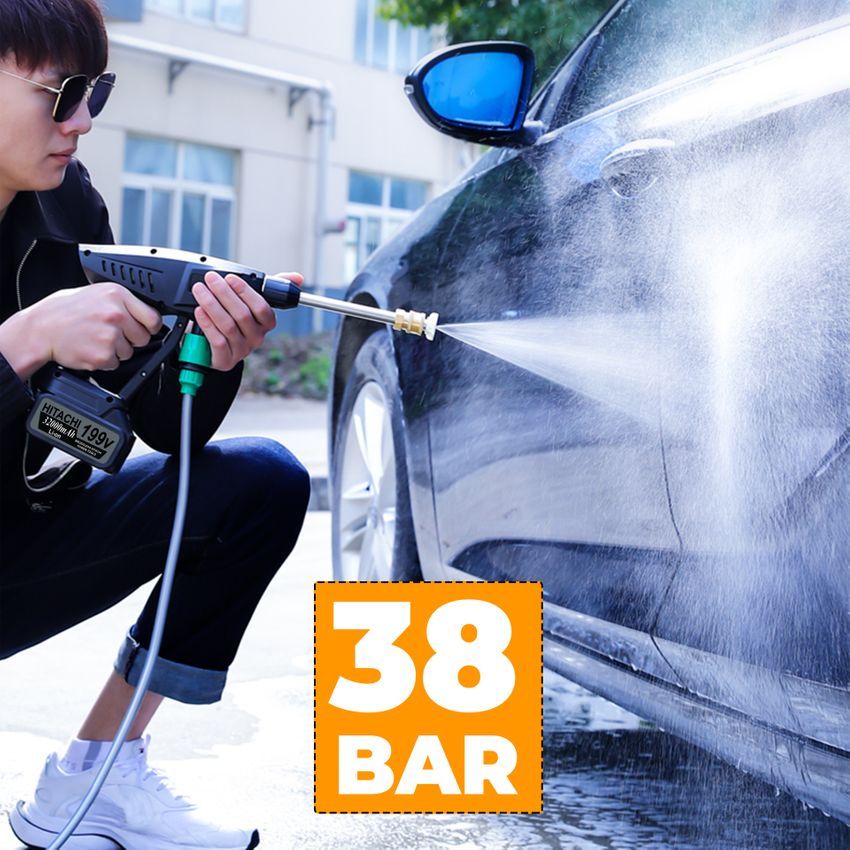 Máy rửa xe dùng pin HITACHI 199V áp lực cao tạo bọt tuyết