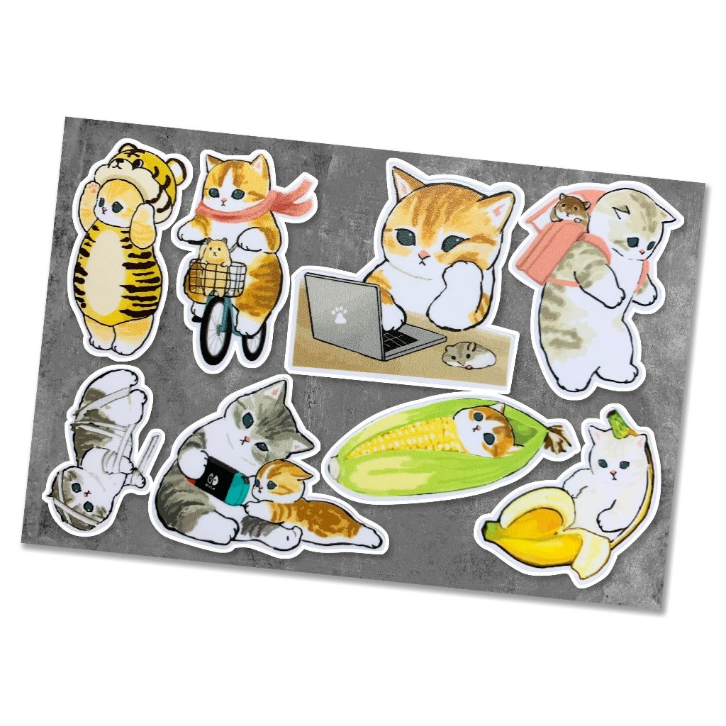 Sticker dán mũ bảo hiểm Vintage, mèo mập, Drew cao cấp chống thấm nước