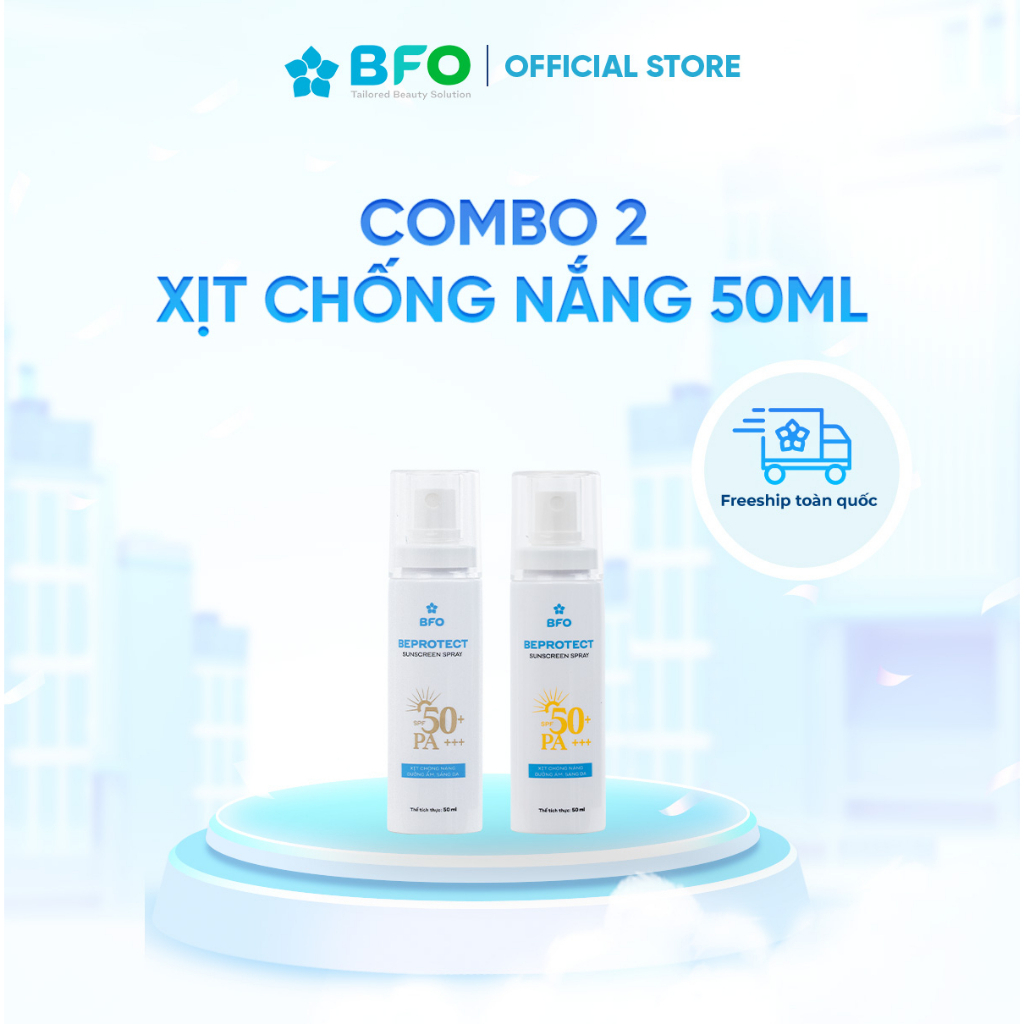 Combo Xịt chống nắng Beprotect Sunscreen Spray 50ml (Vàng + Đồng)