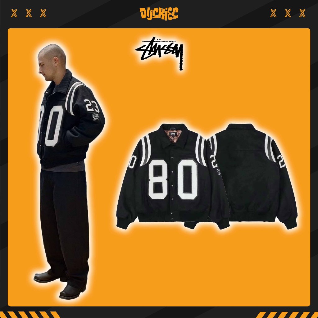 🐥[High Quality] - Áo Khoác STUSSY 80 WOOL VARSITY JACKET, Áo Bomber Trần Bông - Lót Họa Tiết Da Rắn