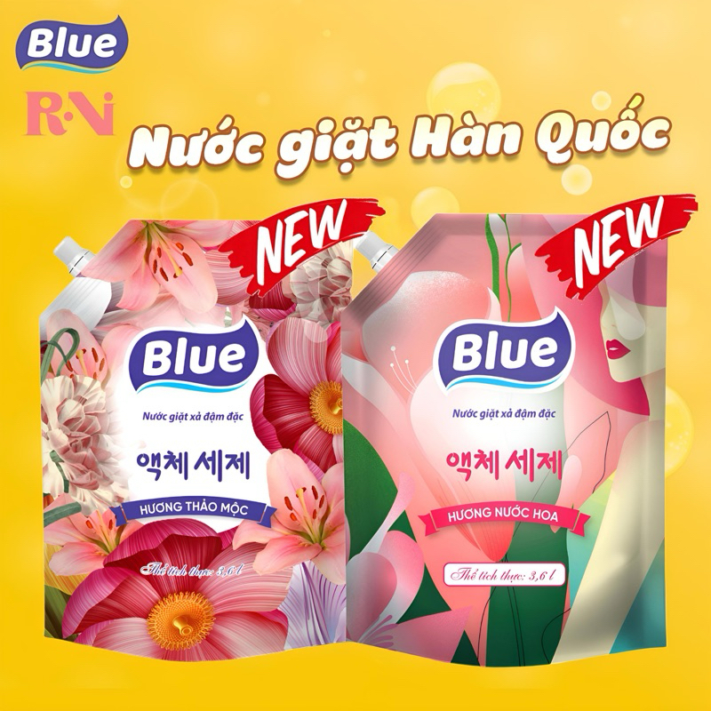 Nước Giặt Blue Hàn Quốc 3600ml [Hoả Tốc]Lưu Hương Đậm Sâu - Nhận diện Thương Hiệu Mới