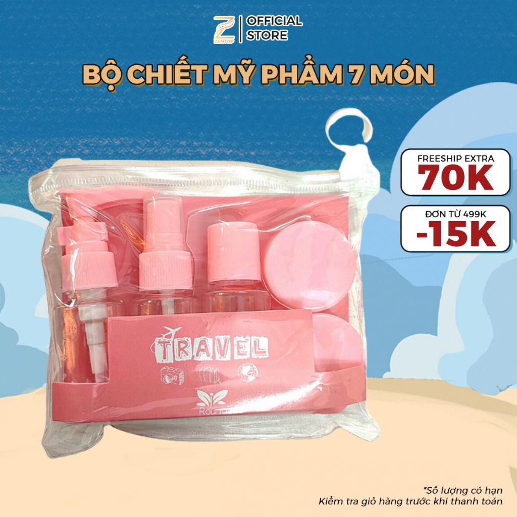 Bộ chiết mỹ phẩm du lịch bộ chiết mini tiện lợi bộ chiết mỹ phẩm 7 món cao cấp Zentop