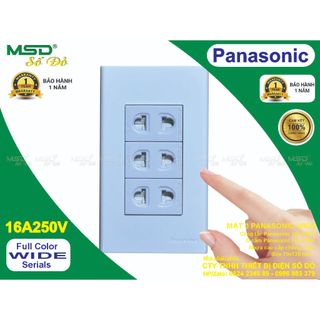 Bộ 3 ổ cắm 2 chấu panasonic 16a250vac i dòng wide 70x120mm i màu trắng
