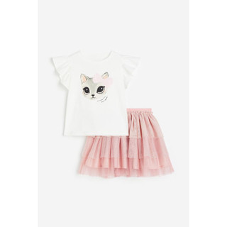 (068)Set áo + váy ren xòe H&M