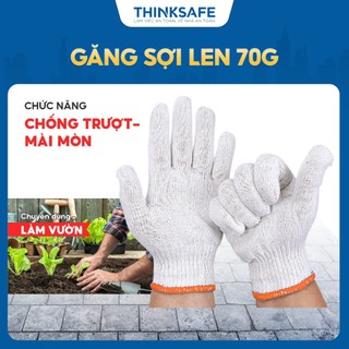 Găng tay bảo hộ lao động sợi len ôm sát, chống trượt, găng tay làm vườn, bốc hàng bao tay lao động nam nữ  - THINKSAFE