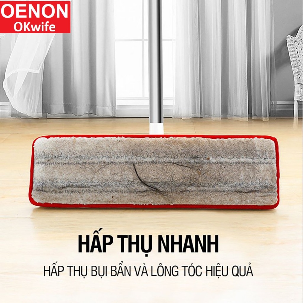 Cây Lau Nhà Tự Vắt Thông Minh Xoay 360 Độ Kèm 2 Bông Lau Sợi Microfiber Thay Thế - OENON