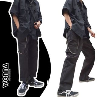 Quần box pant quần túi unisex ulzzang oversize street style Hàn Quốc ống suông đơn giản nắp hộp