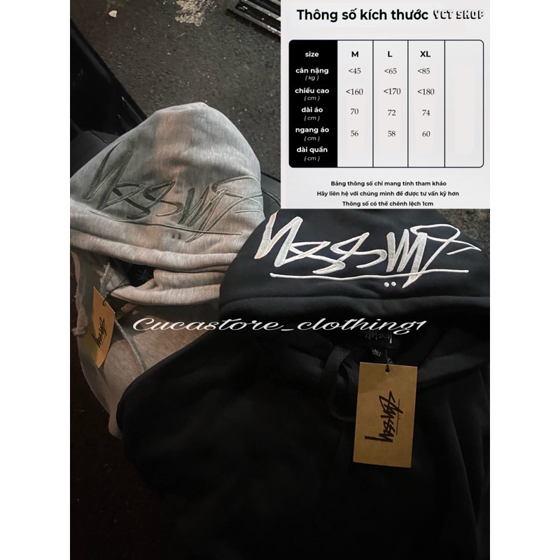 Áo Hoodie STUSSY thêu nón phong cách dày dặn chuẩn chính hãng, áo nỉ mùa đông