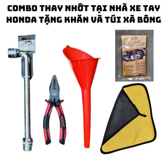 Dụng cụ thay nhớt xe máy tại nhà có tặng kèm khăn và xà bông túi