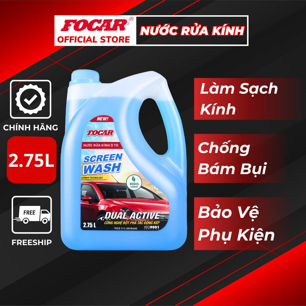 Nước rửa kính ô tô Focar 2.75L - Nước rửa kính xe hơi, nước lau kính, nước đổ kính ô tô chuẩn ROHS