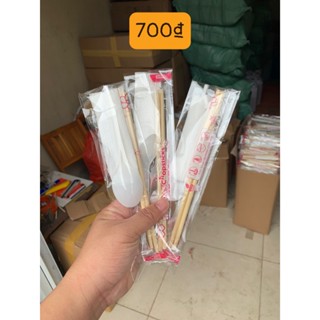1 Thùng (1000)  COMBO Đũa Tre Tròn - Tăm - Thìa - Giấy ăn