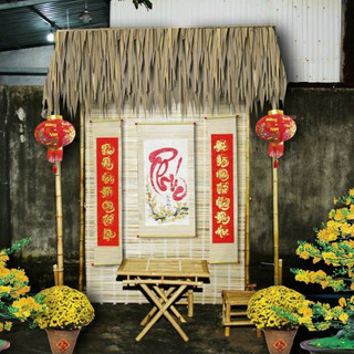 Mành cọ trang trí Tết rộng 1m50 cao1m50 2m 2,5m rèm cọ deco chụp hình mành rèm thả trần ốp tường