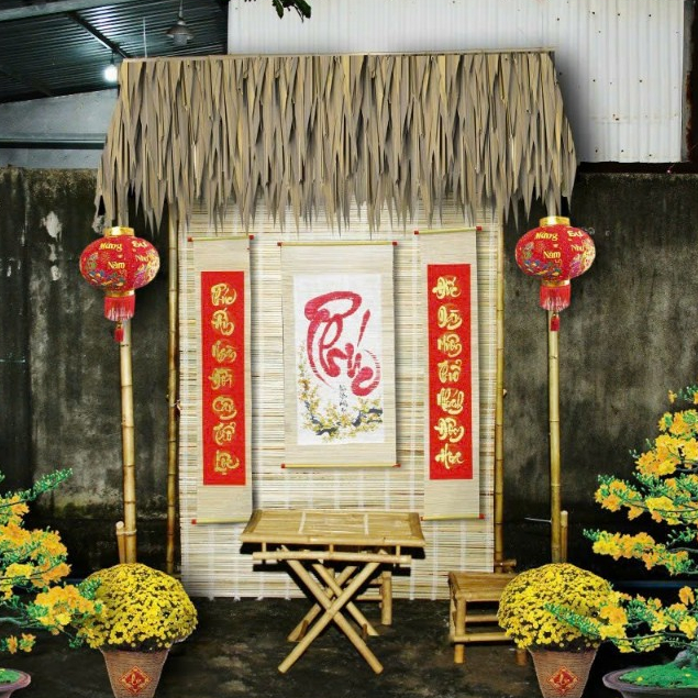 Mành cọ trang trí Tết R1m50 ,1m60 X1,5m X2m chiếu mành trang trí rèm decore làm phông chụp hình thả trần