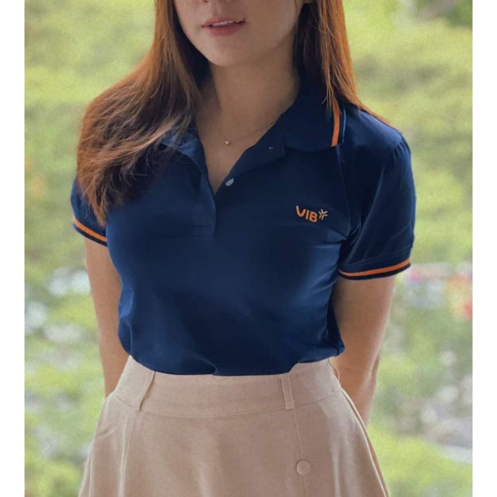 Áo thun ngân hàng Quốc tế VIB, logo thêu, Nam Nữ