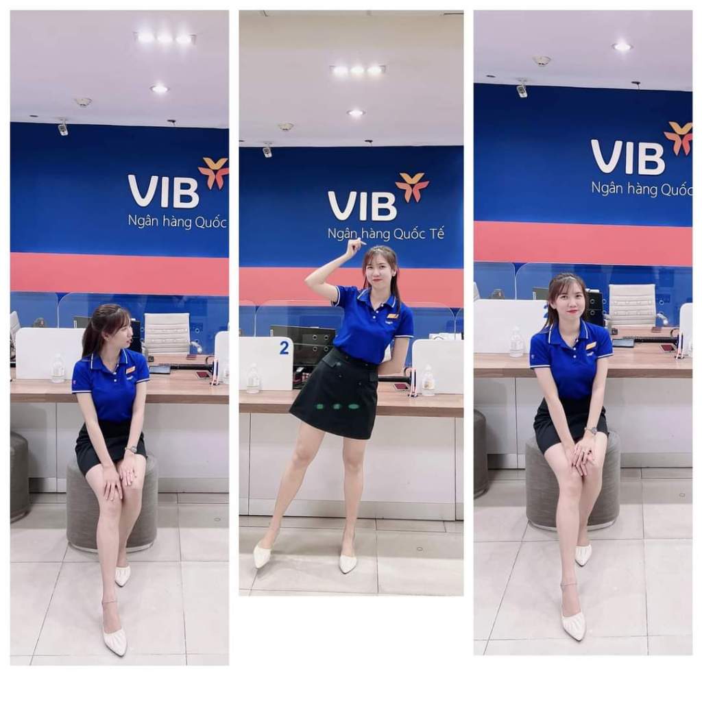 Áo thun ngân hàng Quốc tế VIB, logo thêu, Nam Nữ