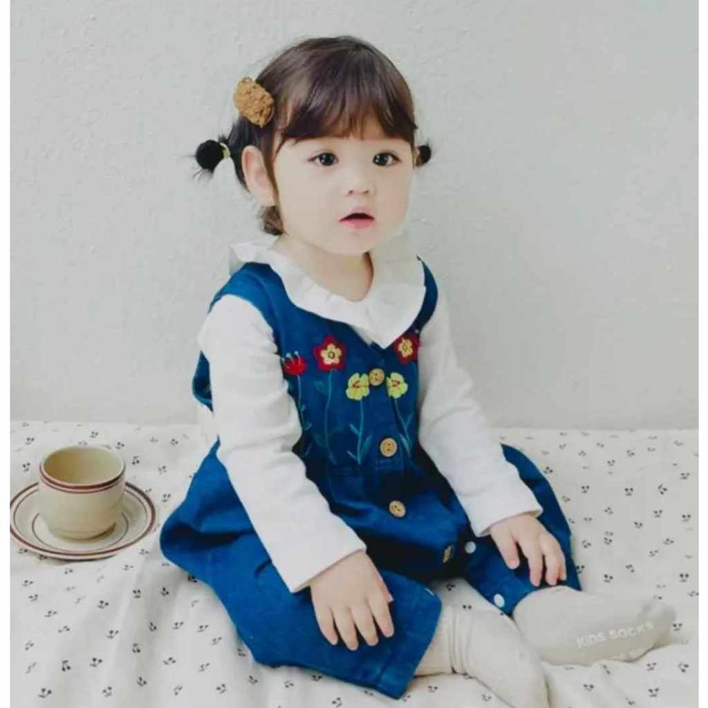 Sét Yếm Bò Thêu Hoa Áo Lem Tăm Cổ Phối Ren 4-11 Kg ,Sét Yếm Cho Bé Gái Đầy Tháng Thôi Nôi