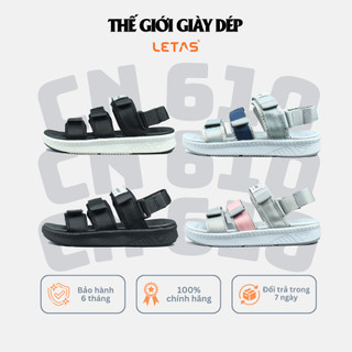 Giày sandal nữ cn610 3 quai ngang đế bằng cao 3cm tẩy cao su sandal đi học dép quai hậu nữ letas
